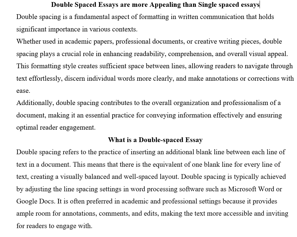 1.5 line spaced essay