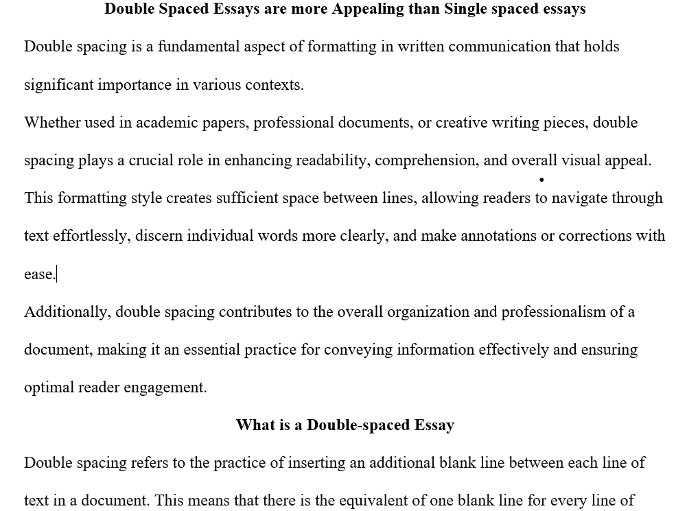 Double-spaced essay example